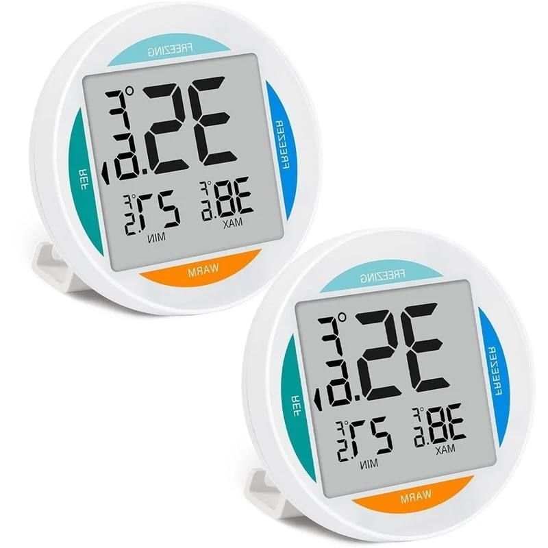 IALJ-2Pack Small Digital Refrigerator Thermometer With Large LCD Screen