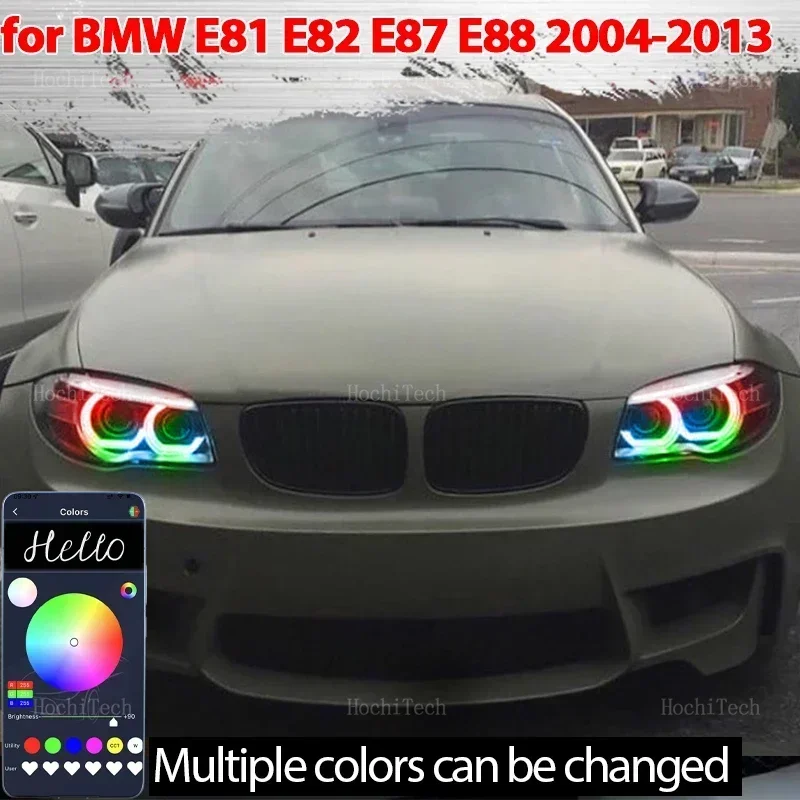 

For BMW 1 Series E81 E82 E87 E88 Xenon Headlight 2004-2013 RGB Dynamic Revolving Angel Eyes LED Sequential Flowing Car Rings