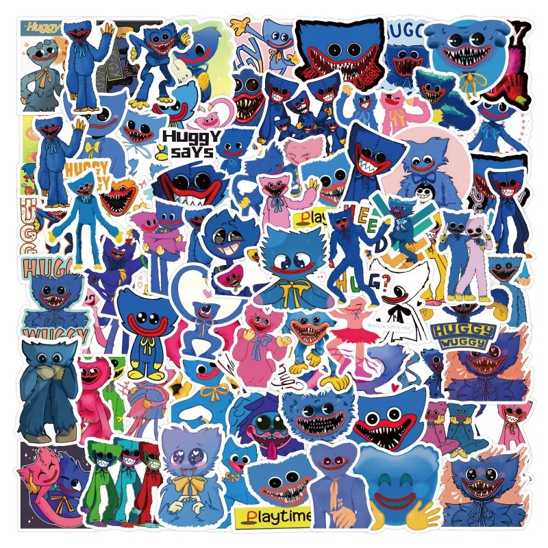 100 autocollants créatifs de la série Poppy Playtime, personnages de dessins animés, pour valise et guitare, à personnaliser