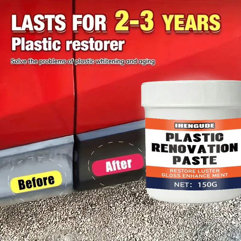 Car Plastic Polish Wax, Plastic Renewal Cream,Can Repair Car Interiors,Tires,and Exterior Plastic Parts Renovation,Repair Effect - view 2