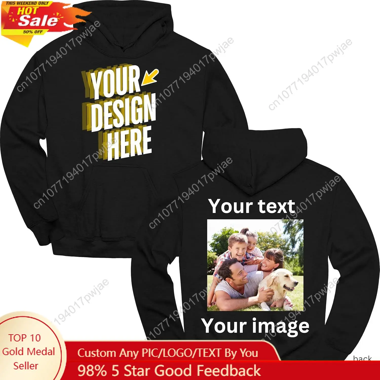 

Custom Hoodie for Men & Women | Personalized Gift for Boyfiend, Girlfriend | Customized Front & Back Printed Hoodie