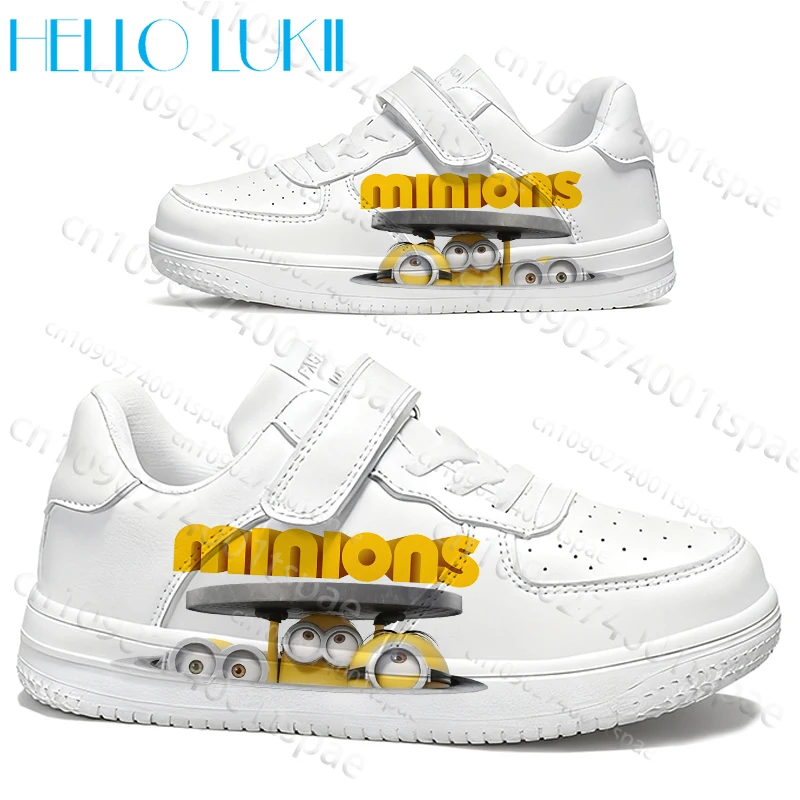 

Детские белые туфли с мультяшным принтом «Миньоны», для мальчиков и девочек, простая мягкая спортивная серия на толстой подошве, подарок на день рождения для отдыха Scarpe