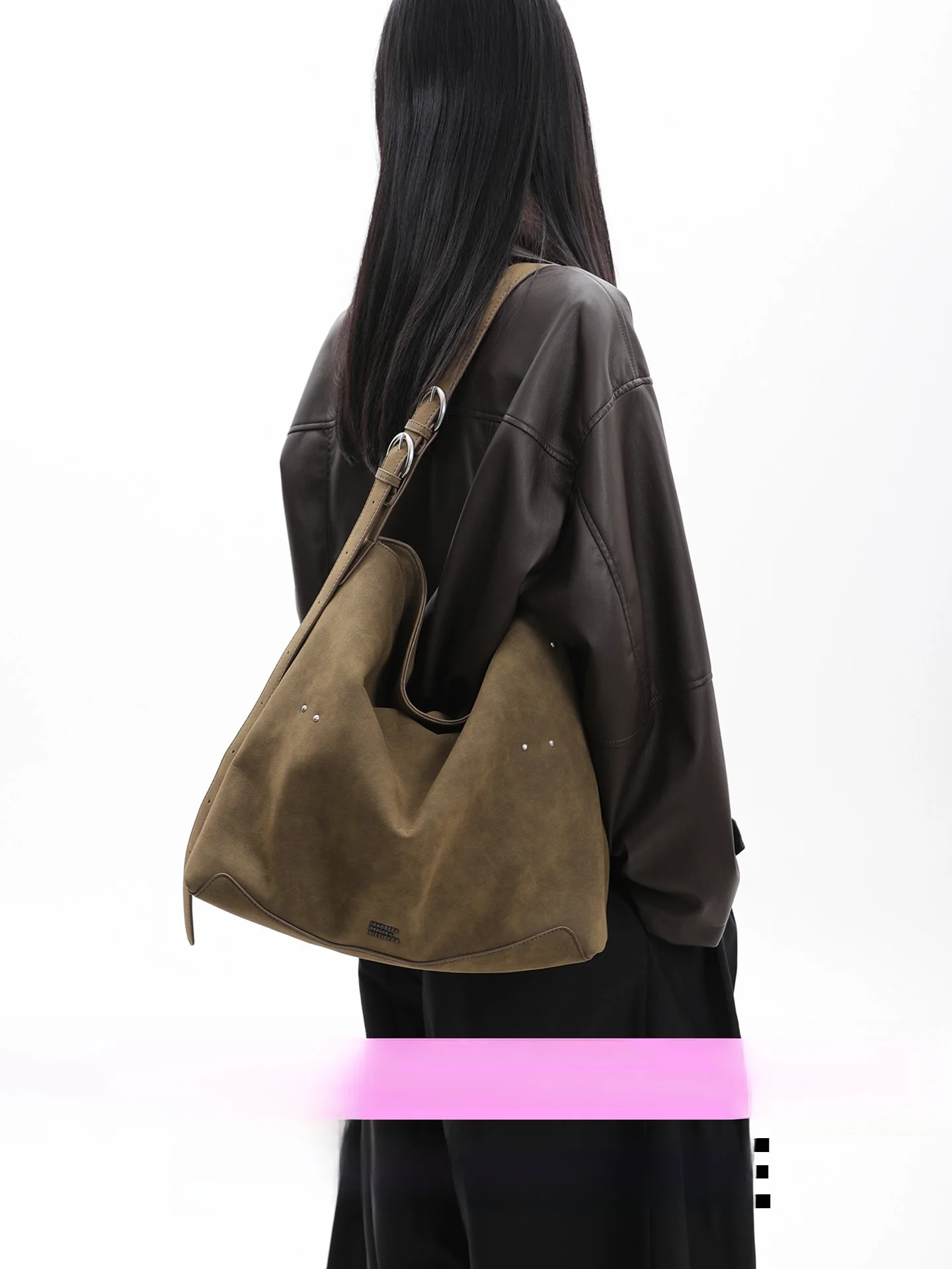

Original Design Large Capacity Olive Green Hobo Tote Bag Commuter Single Shoulder Crossbody Bag Fashionable Zinc Alloy Hardware