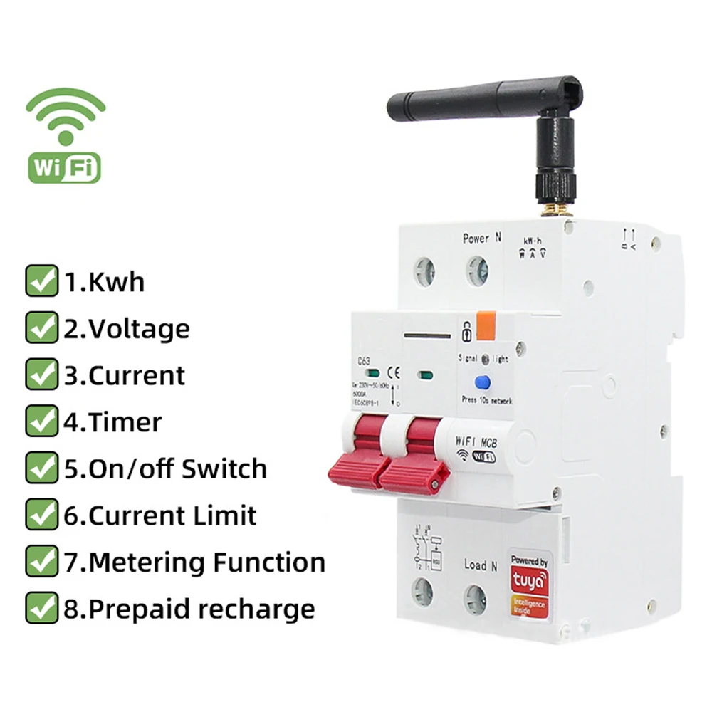 Tuya Smart WiFi+RS485 Metering Leakage Circuit Breaker AC230V/400V Remote Control Circuit Breaker with Undervoltage Protection