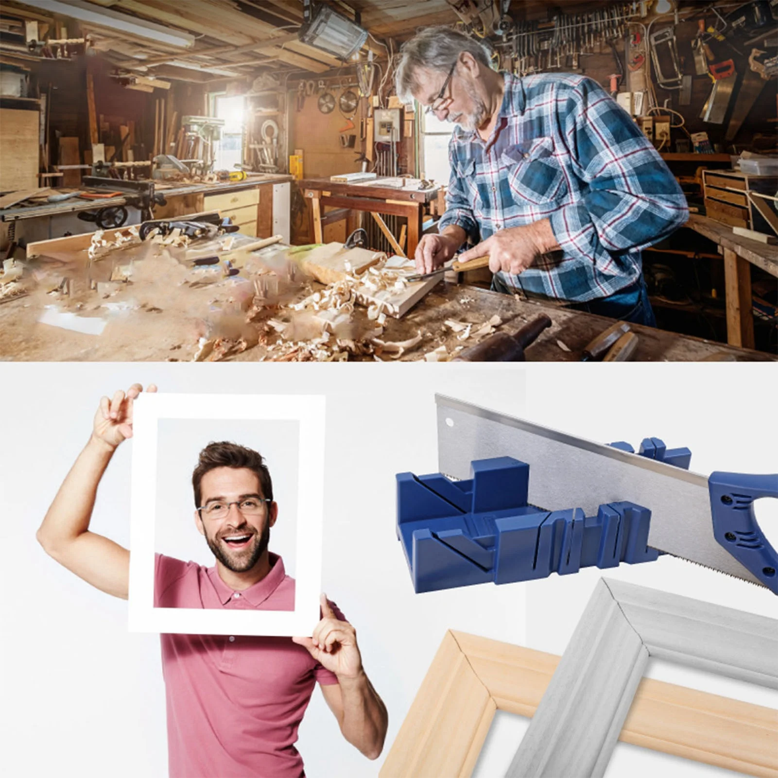 Miter Saw Cabinet Set Hand Miter Saw Set 45° Miter Saw with Storage Box Rugged Stable Angle Cutting Hand Miter Saw Cabinet Set
