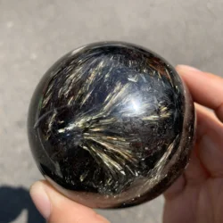 60-70mm Natural astrophyllite stone sphere gold Fireworks stone Reiki Energy Ball for Home decor
