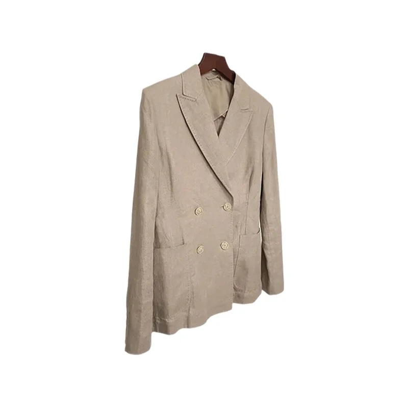 Veste de costume rétro en lin sans manches femme