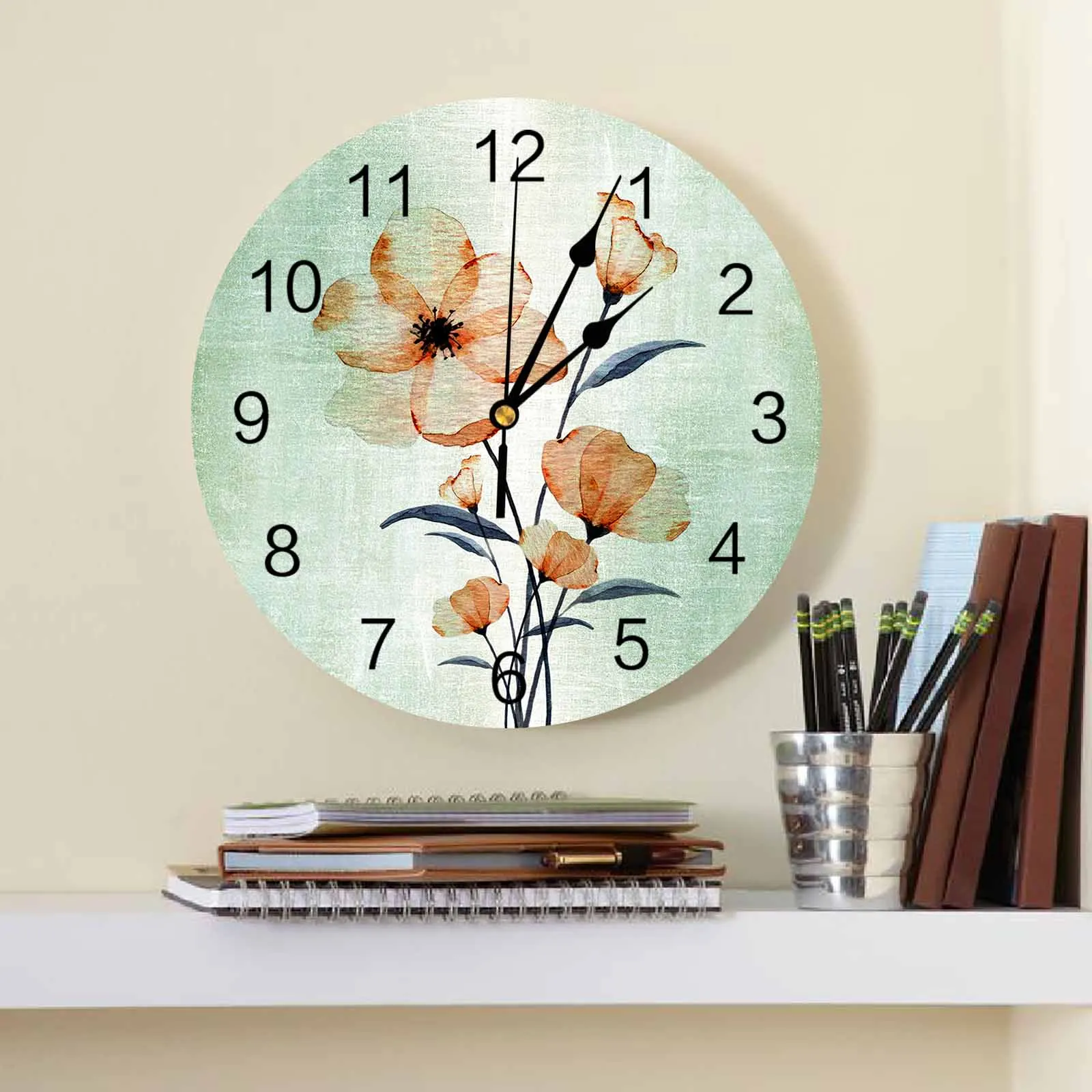 Gradual Decadent Style Of Flowers Modern Home Decor Digital Clock Living Room Decor Wall Stickers Wall Clocks