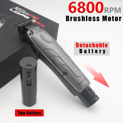 LCD 디지털 디스플레이 충전식 남성 헤어 클리퍼 세트 - 전기 트리머 (블랙 & 골드) 21 2600mAh 분리형 배터리 전문 전기 헤어 트리머 브러시리스 모터 6800RPM 배터리 2개 이발사 헤어 클리퍼 MilosPRO