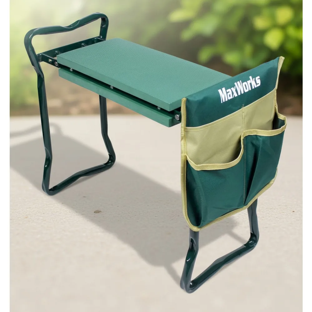 

Складной садовый табурет с 8-дюймовой широкой подушечкой и сумкой для инструментов — удобная поддержка для пожилых людей в саду