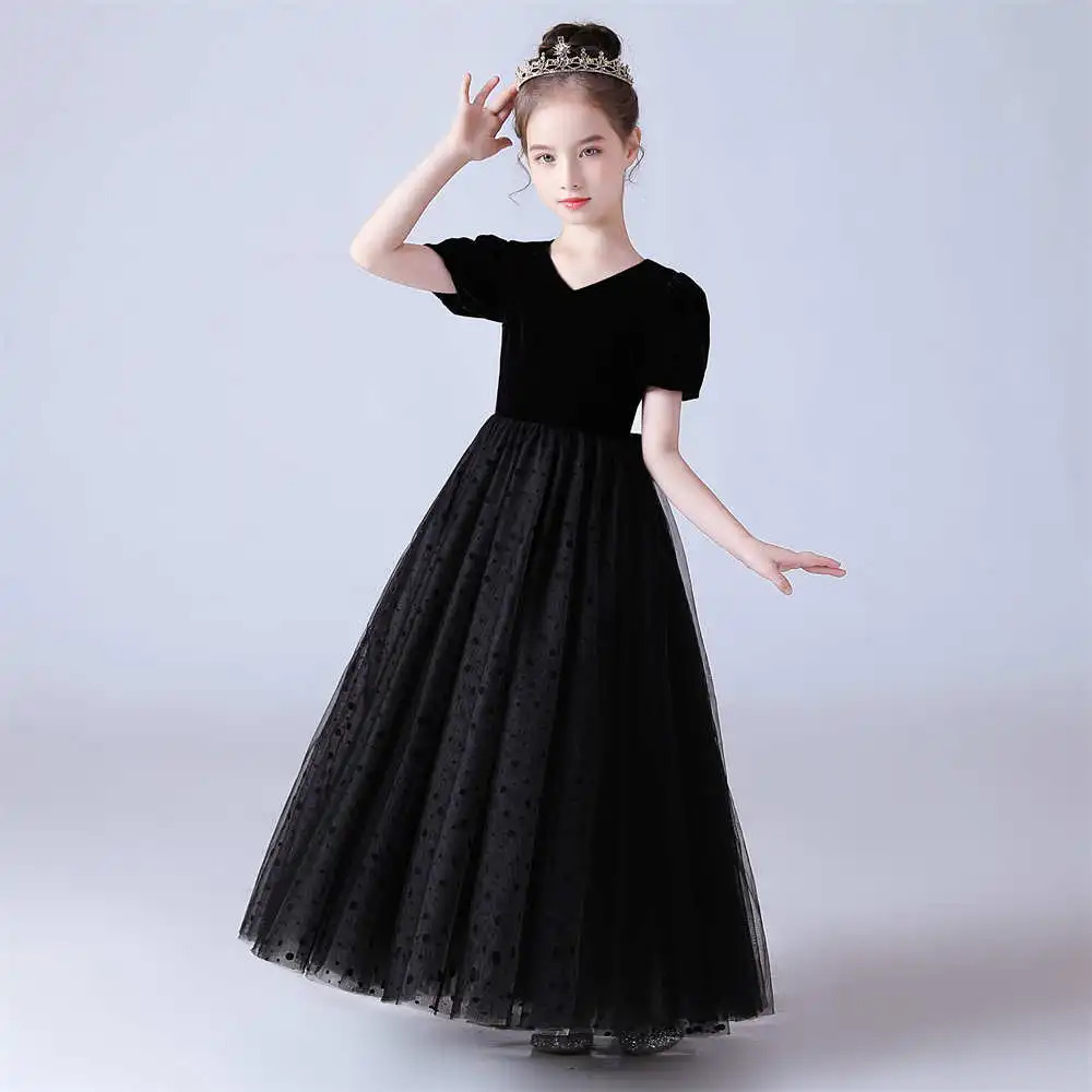 Dideyttawl Customized Polka dot Tulle Bridesmaid Dresses Puff Sleeves Flower Girl For Wedding Kids First Communion For Teens