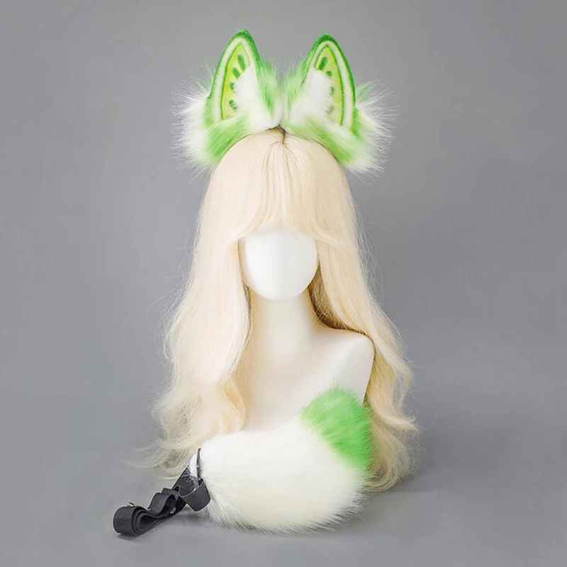 Opaska do włosów z futrzanymi króliczymi uszkami dla kobiet, urocza dziewczęca pluszowa opaska z króliczymi uszami, króliczy ogon, anime, Halloween, impreza, rekwizyty do cosplayu Lolita