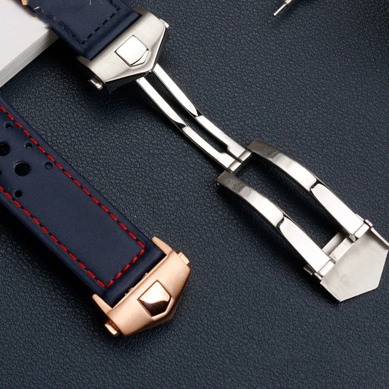 For TAG Heuer Monaco Watchband CAW211M 211P CAW211R 211T breathable 22mm Genuine Leather band Men's Folding buckle wrist strap