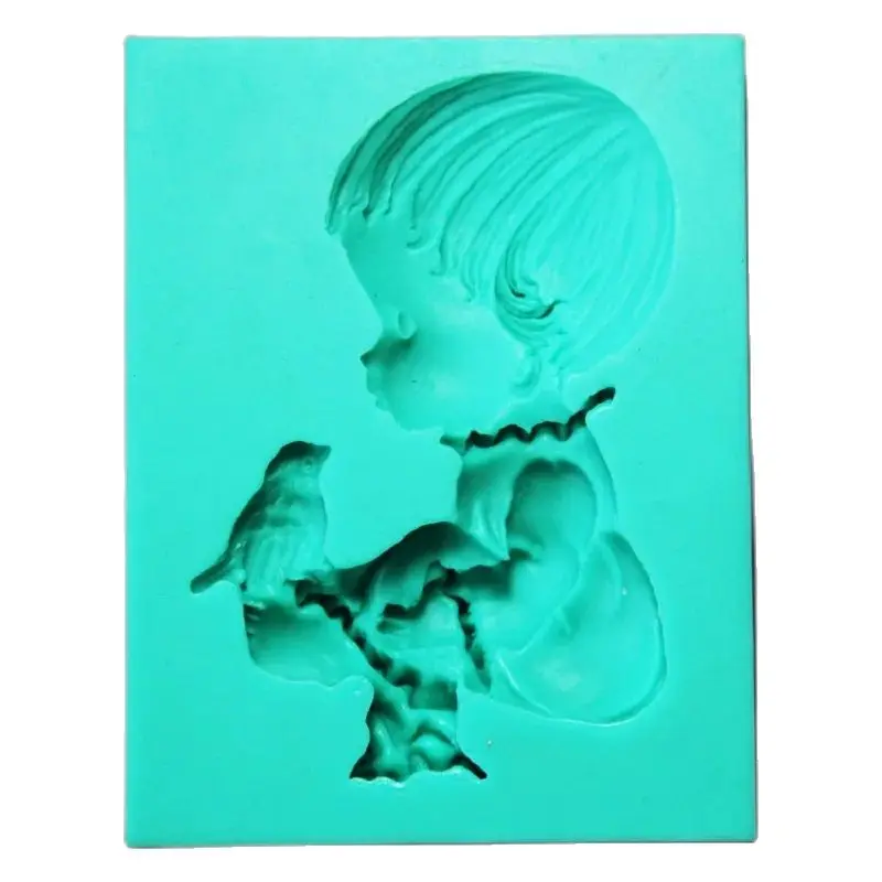 

Silicone Heavily Baby & Bird Pattern Cake Craft Fondant Baking Mold HB0867