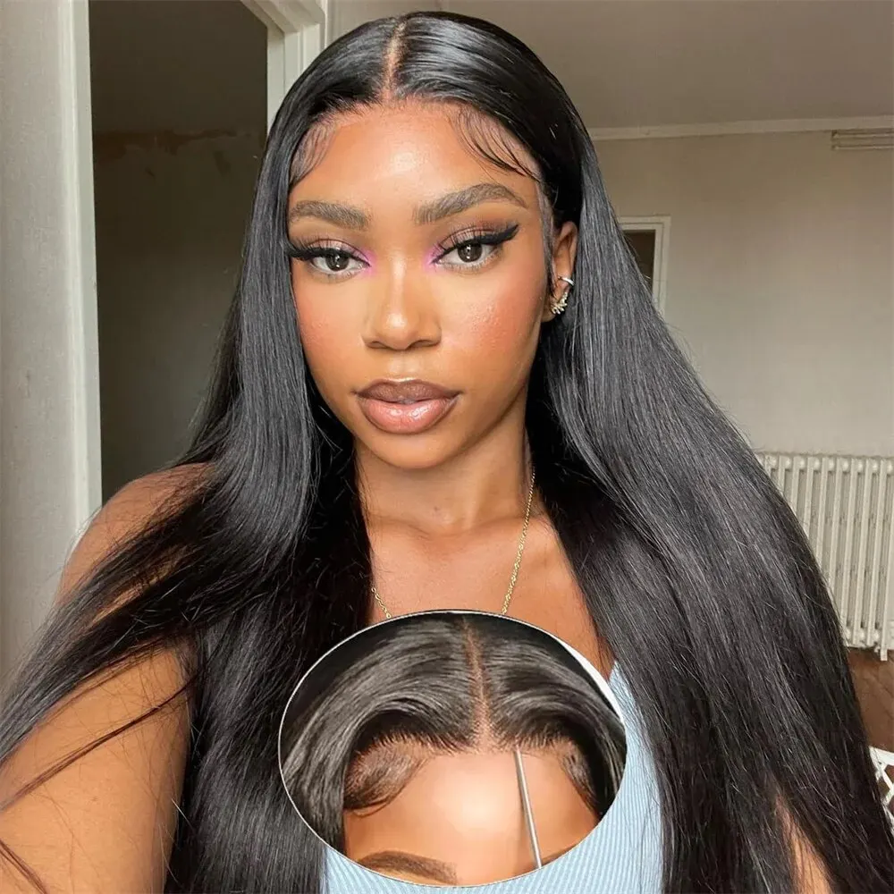 Wear and Go Glueless Wigs Human Hair Pre Plucked Pre Cut Straight Wigs Human Hair 180 Density 5X5Lace Closure Wigs For Women