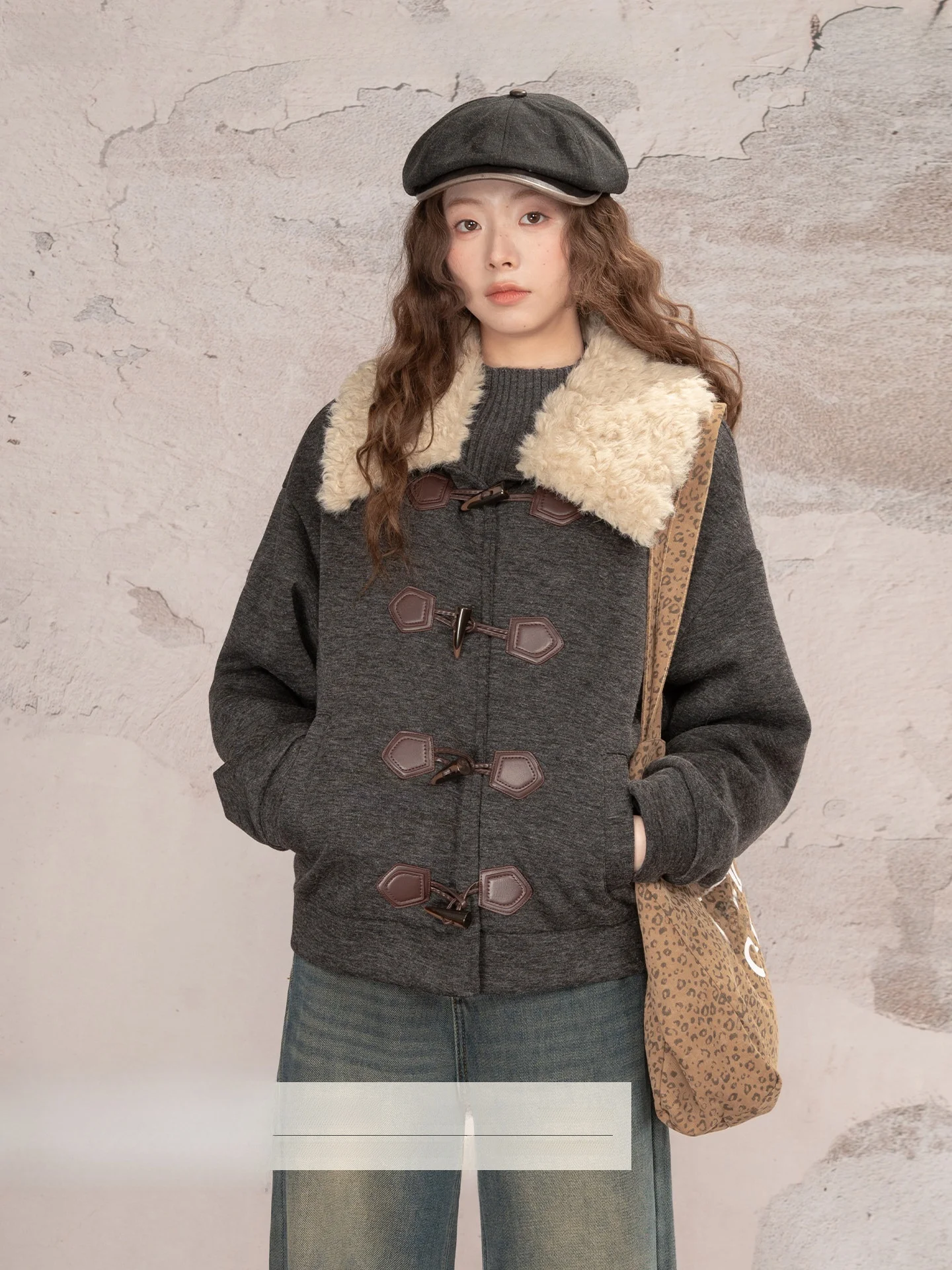 

Зимнее новое свободное теплое шерстяное пальто Loveheynew для женщин, повседневное, с воротником из искусственного меха, на пуговицах, утепленная верхняя одежда