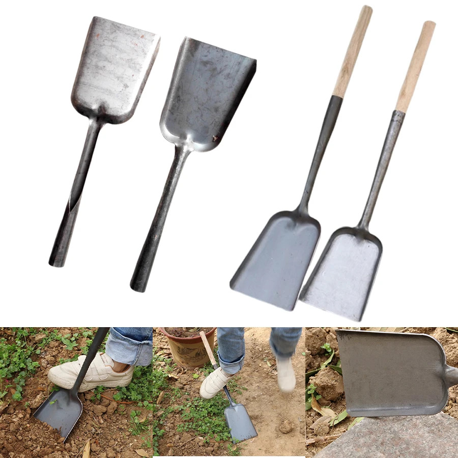 Carbon Steel Garden Shovel and Solid Wood Stick Planting Flowers Garden Tools Pot Planting Gardening Digging Soil Weeding Spade