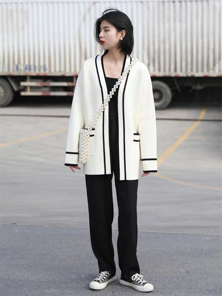 Winter Women Sweater Knitted Cardigan Oversize Girls Sweater Woman Cashmere Pullover Tops Long Sleeve Maxi Vintage Y2k Thick
