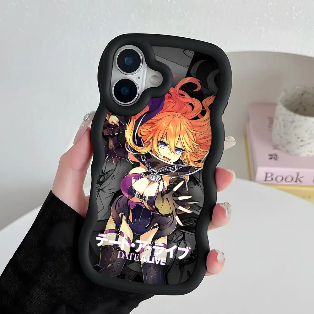 

Date a Live Yamai Kaguya Phone Case for iPhone 17 16 15 14 13 12 11 Air Pro Max Plus Black Soft TPU Wavy Edge Cover