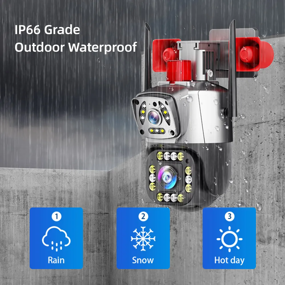 Waterproof Night Vision Home Security CCTV Camera, Lente Dupla, Ao Ar Livre, WiFi, PTZ, Zoom Óptico 10X, Rastreamento Automático, 4MP, 8MP, 4K