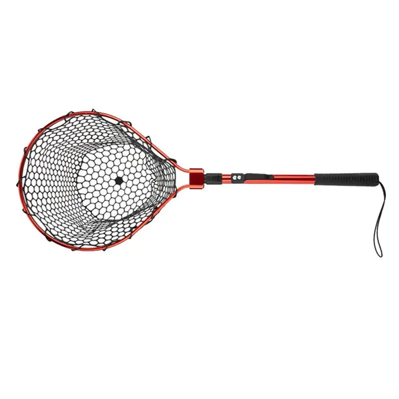 

Fly Fishing Net Portable Long Handle Fishing Tool Non Slip Fishing Gear Telescopic Thickened Silicone Mesh Fish Net With Hook