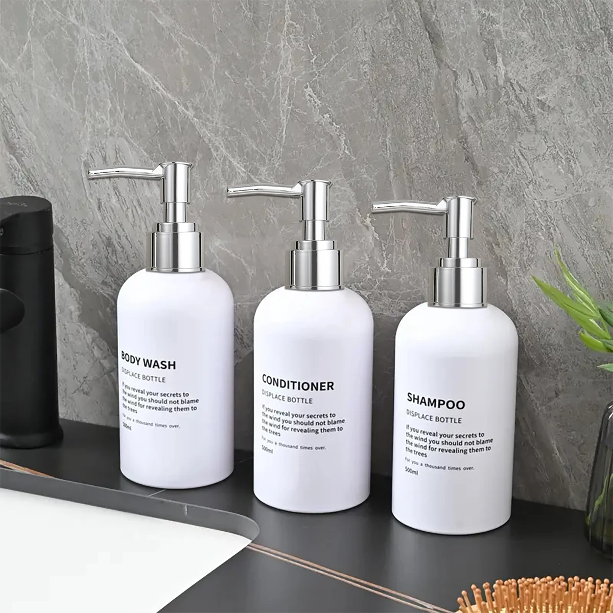 Refillable Shower Soap Bottles with Gold Pump, Shampoo and Conditioner Soap Dispenser for Bathroom Decor Upgrade view 2