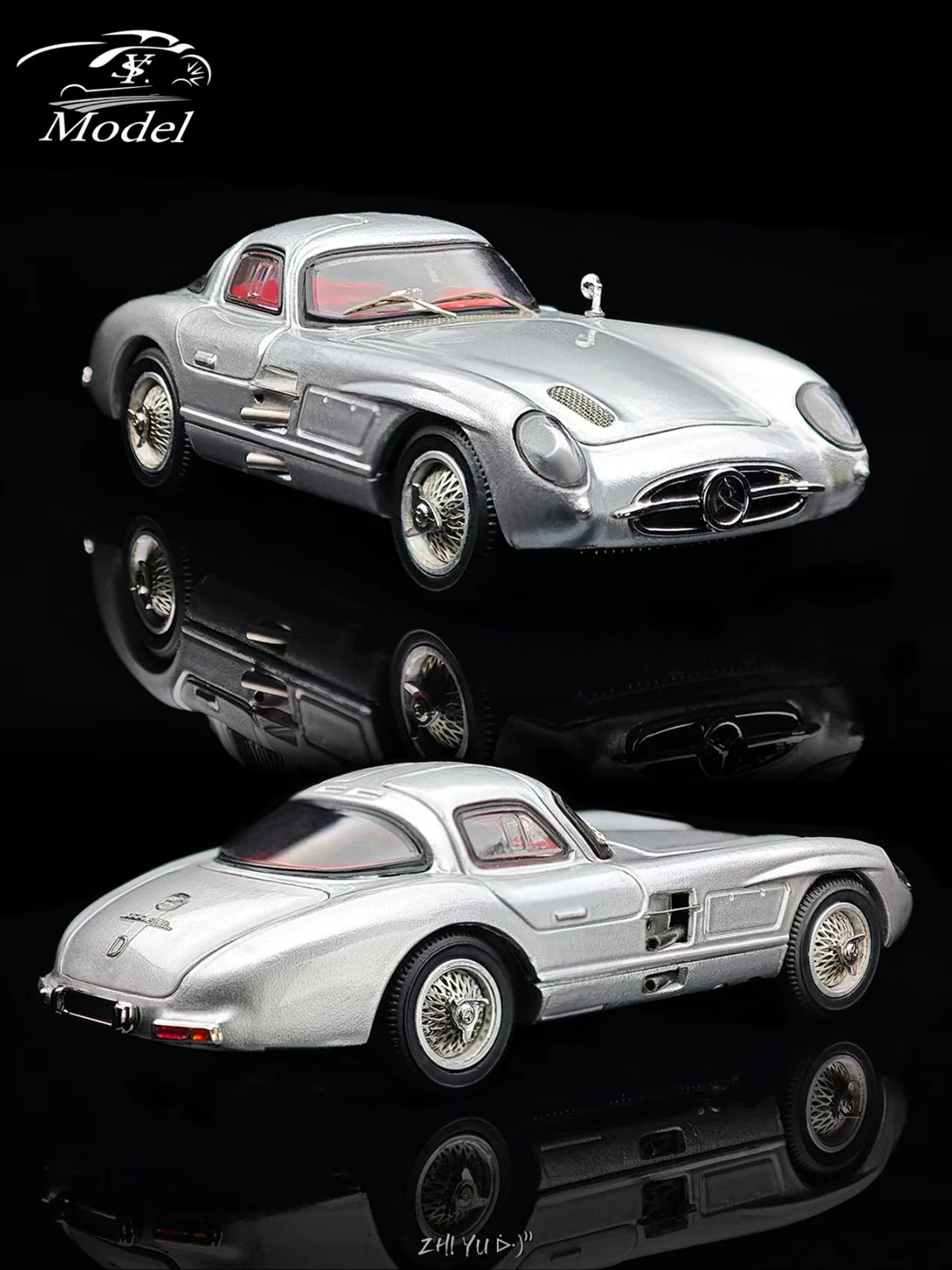 **Pre-order **YS 1:64 SL Class Mk1 300 SLR(W196S) 1955 Uhlenhaut Coupe Silver Model Car