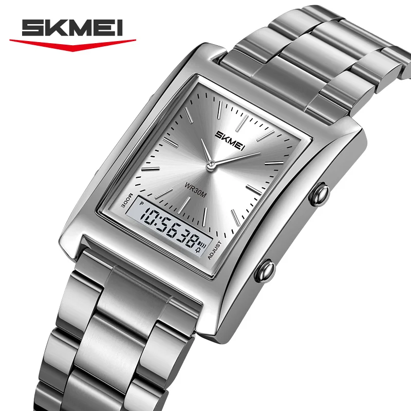 

SKMEI 2571 Compact Square Men's Electronic Watch Waterproof Multi functional Business Men's Watch reloj hombre New Dual Display