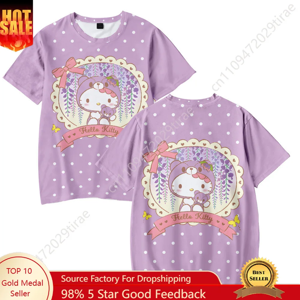 

HELLO KITTY Short Sleeve T-Shirt Cute Trendy for Summer Suitable Men Women