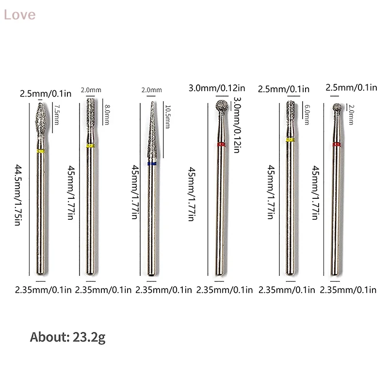หัวเจียรเล็บ 6 ชิ้น/ชุด อุปกรณ์ขัดเล็บไฟฟ้า เครื่องมือทำเล็บ ตะไบเล็บ หัวเจียรสำหรับเครื่องเจียรเล็บ