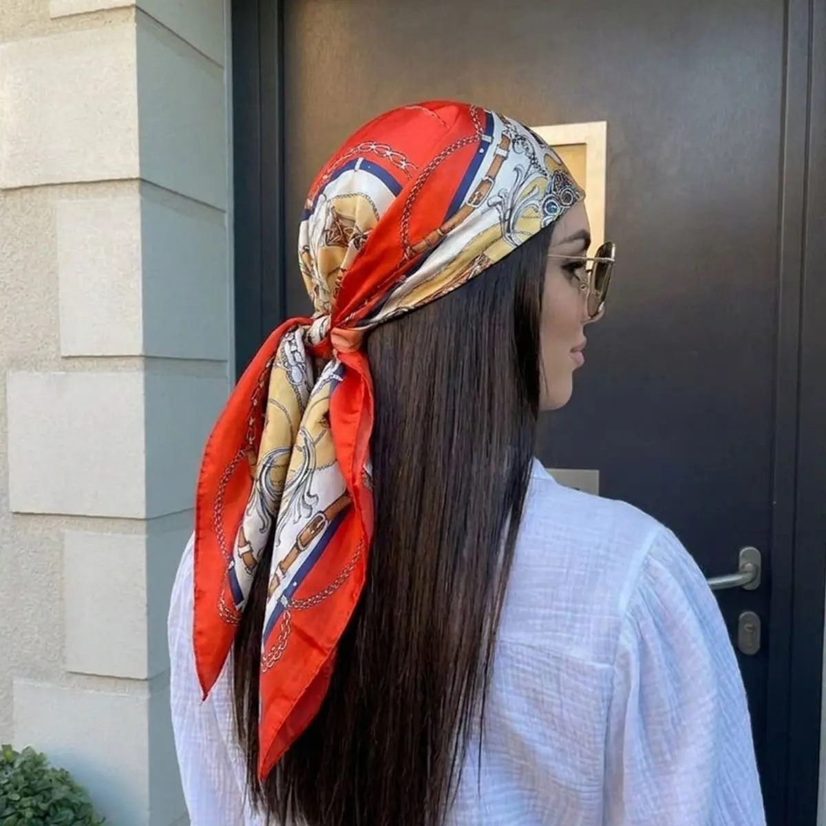

New Silk Shawl Square Scarf For Women Print Headband Foulard Satin Hijab Hair Bands Neckerchief Female Head Wraps Bandana 90cm
