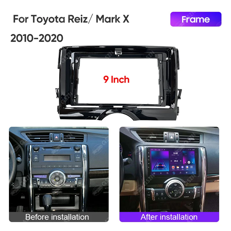 QSZN 9INCH Car Radio Frame For TOYOTA 2010-2020 REIZ/ MARK X Android Stereo Audio Screen Player Navigation Cable Harness