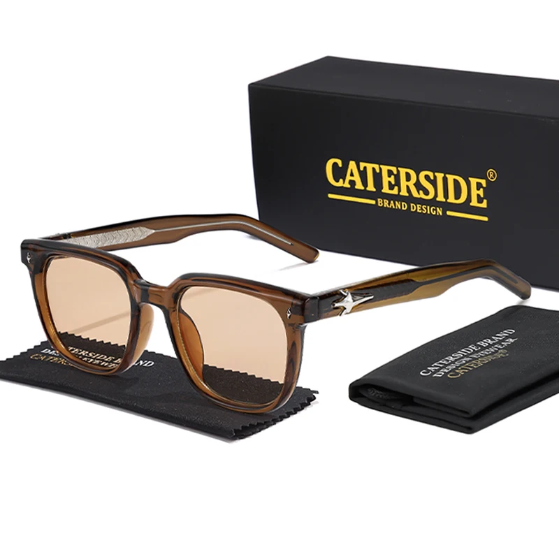 CATERSIDE Trend Square Man Sunglasses Large Frame Sun Glasses Party Travel Beach Eyewear Ideal Choice for Gifts UV400