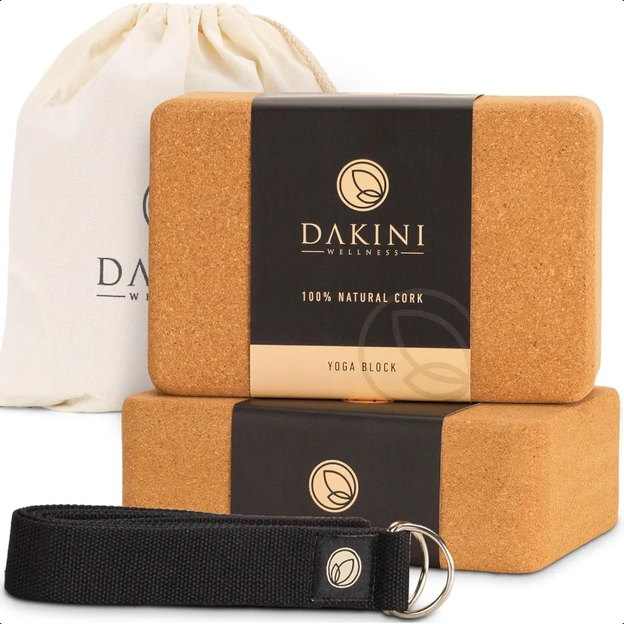 

Cork Yoga Blocks 2 Pack with Strap 9x6x3 Inch Natural Yoga Block Set of 2 Pilates Props and Accories High Density Cork Bricks F