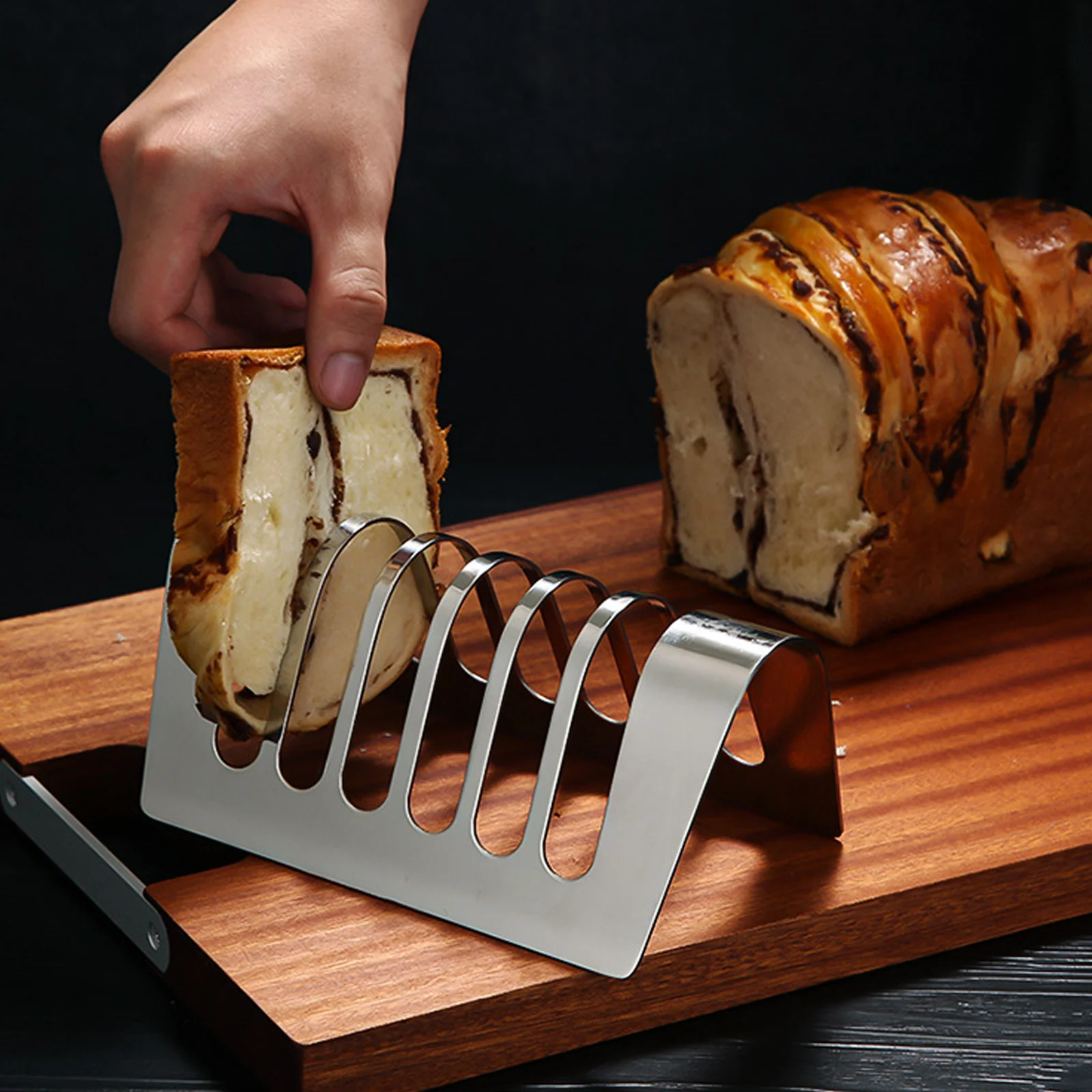 

Stainless Steel Bread Rack for Kitchen Countertop Airtight Sliced Toast Holder Breakfast Tray Bread Stand Food Serving