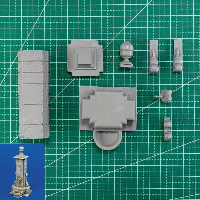 

1/35 Scale Die-cast Resin Model Kit European Village Stone Fountain Scene Model Unassembled Unpainted