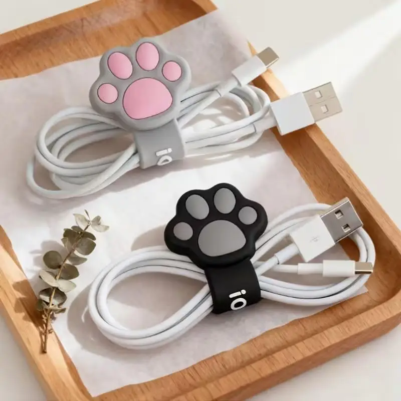 1pcs Cat Paw Cable Winders – Spiral Organizer for Earphone, Charging Cables, Portable & Practical