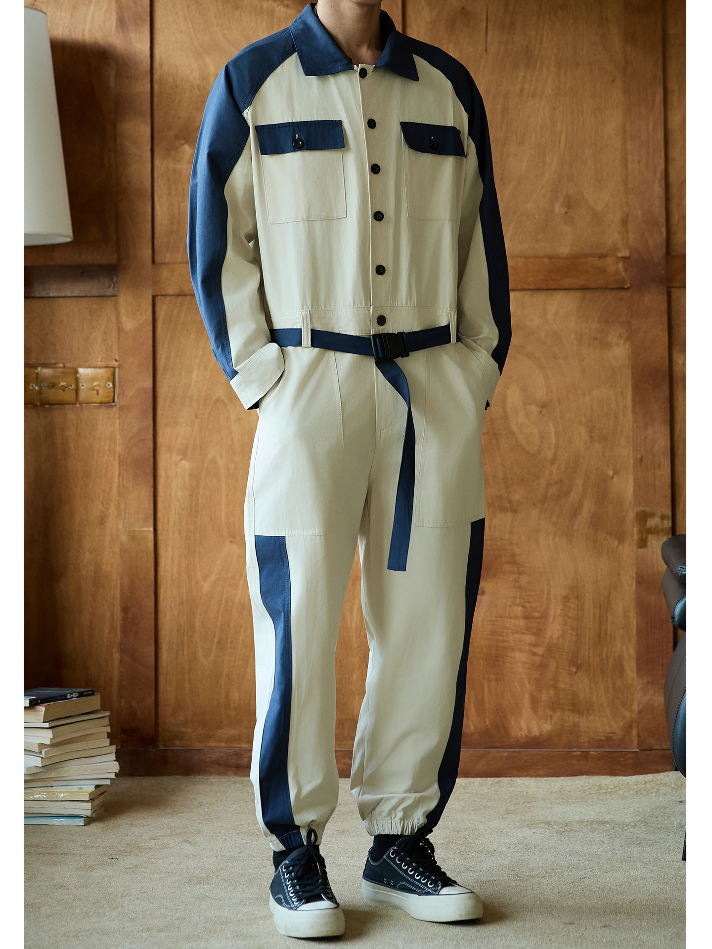 

Повседневный комбинезон Long Sve для мужчин и женщин в Гонконге Sle Хип-хоп Спецодежда Персонализированный цветной костюм Blo Faion