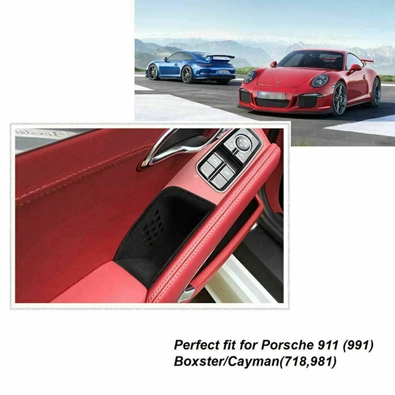 Scatola di immagazzinaggio dell'organizzatore del bracciolo della porta nera 2Pcs per Porsche 911 Boxster Cayman 2013-2019