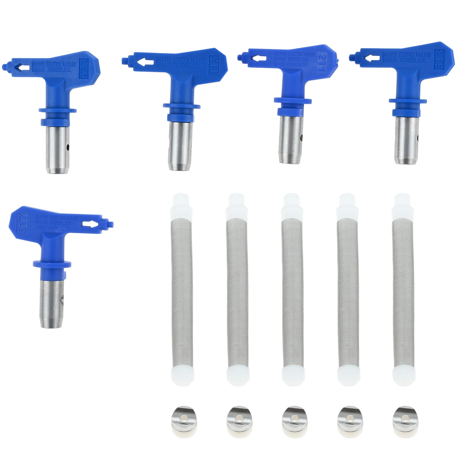 Ponta reversível do pulverizador para armas de pulverização Airless, filtros da pintura, 5 PCes, 211, 313, 415, 517, 623