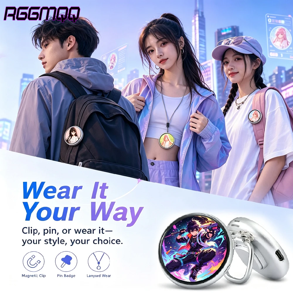 Smart Digital LED Badge Pin – Touch Screen Customizable Anime Wearable,LED Display Button for Parties,Cosplay,Ita Bags & Fandoms