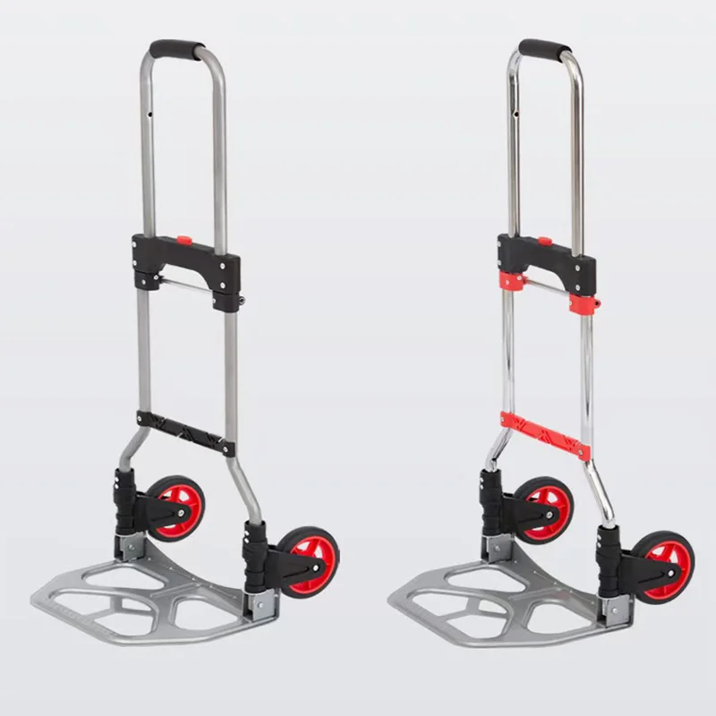 Iron Two-wheeled Trolley Luggage Cart Foldable Portable Trolley Shopping Cart Pull Truck With Telescoping Handle Luggage Trolley