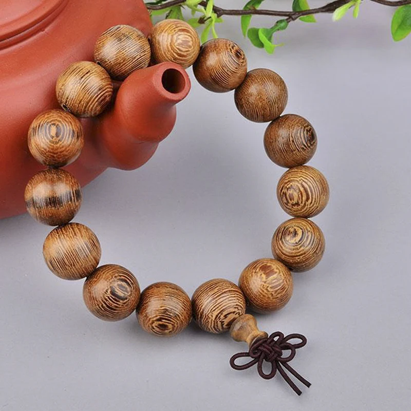 Fashion New Natural Wenge Prayer Beads Tibetan Buddhist Mala Buddha Bracelet Rosary Wooden Hip Hop Jewery For Women Men