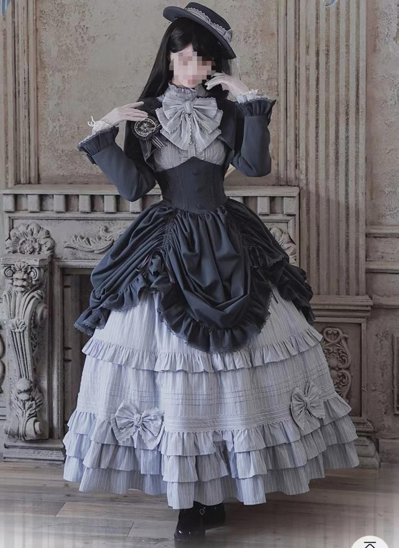Frühling Herbst Vintage Lolita-Stil 3-teiliges Set Japanischer Gothic Eleganter Mantel Modisches Hemd Hochgeschnittener Rock Set Partykleidung