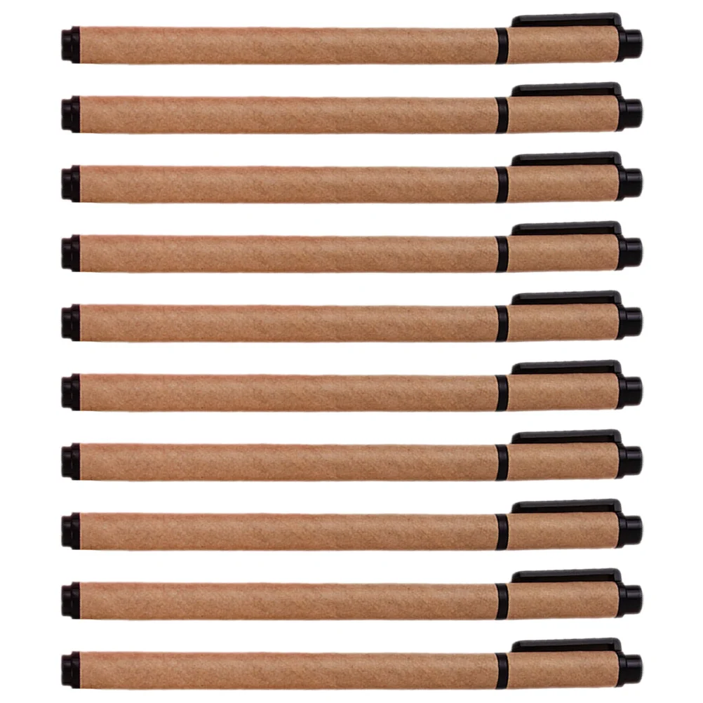 

10pcs Kraft Paper Gel Neutral Writing Pens Smooth Writing Wear Resistant Office School Stationery Portable Multipurpose Pens For