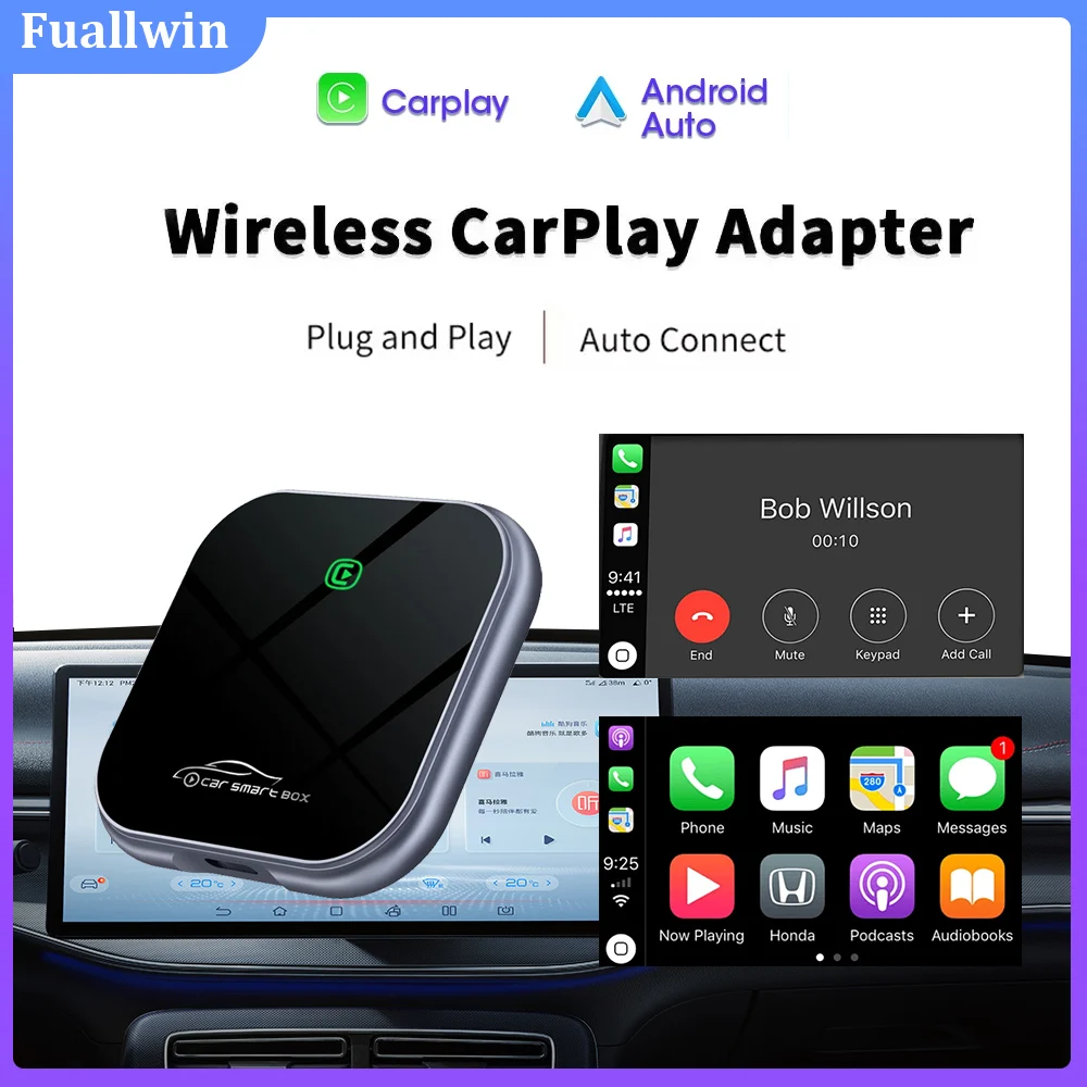 

Wireless Carplay Adapter Android Auto Adapter 2in1 Smart Box Plug And Play WiFi Fast Connect Wired To Wireless Universal New