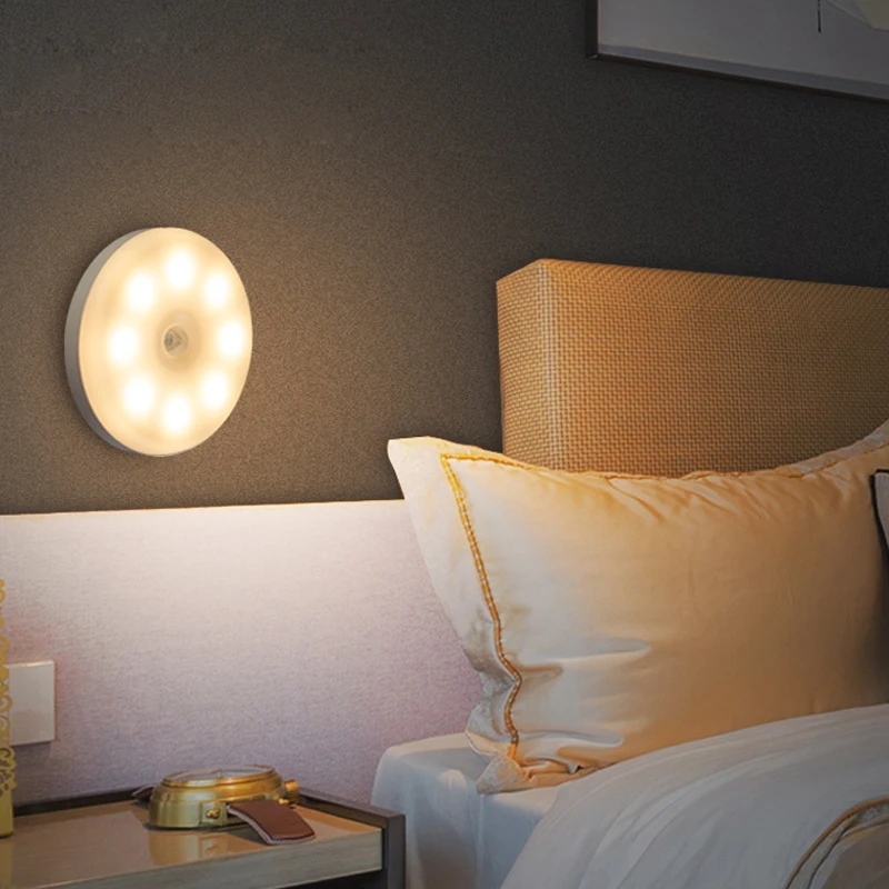 2X PIR Motion Sensor LED Night Light Rechargeable Dimmable Night Lamp for Bedroom Kitchen Cabinet Light Wireless Closet Light