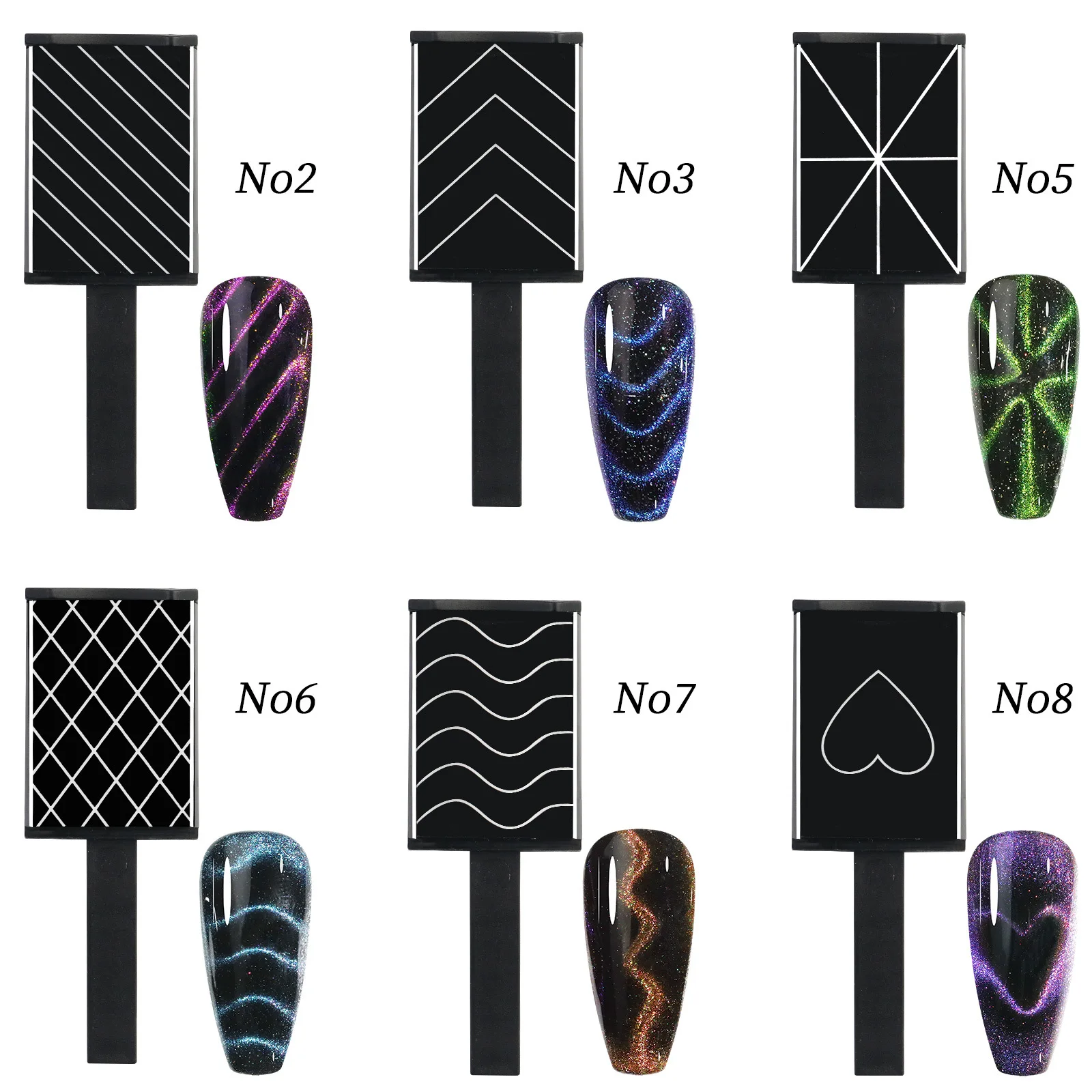 1pc Black Nail Magnet Cat Eye UV LED Magnetic Gel Multi Different Effect 3D Phantom Magnetic Stick Use For Manicure Shop Home