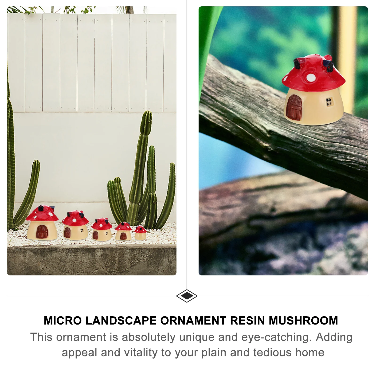 

5Pcs Resin Mini Mushroom Not Easily Deformed Micro Landscape Home Decor Miniature Ornaments Desktop Ornament