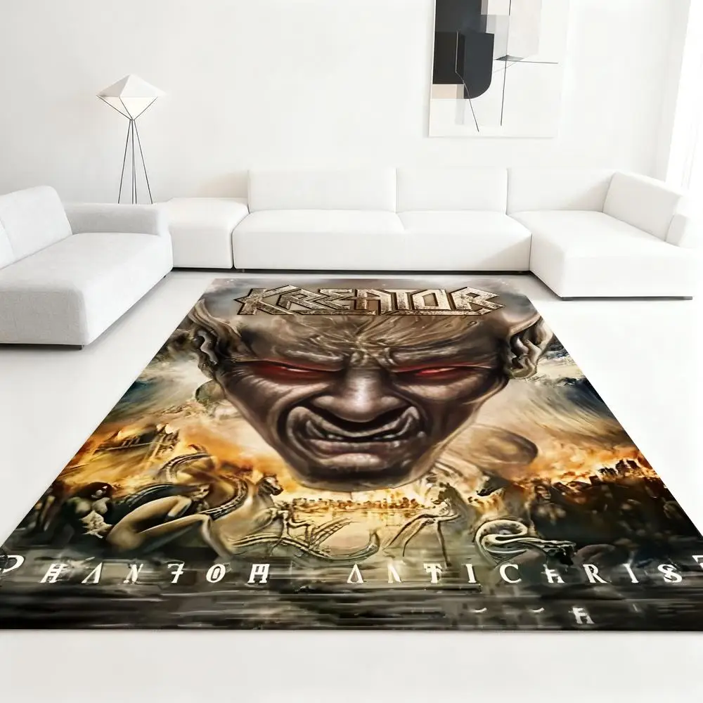

Heavy Rock Band-K-Kreators Floor Mat Soft Thickened Absorbent Non-Slip Bedroom Living Room Door Mat Home Decor Flannel Rugs